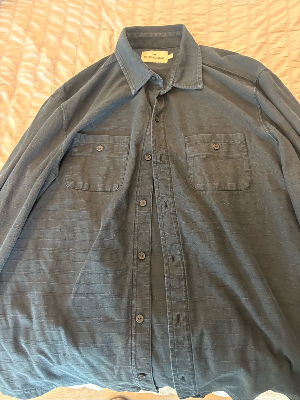 The Normal Brand Dark Navy Textured Button-Up Shirt